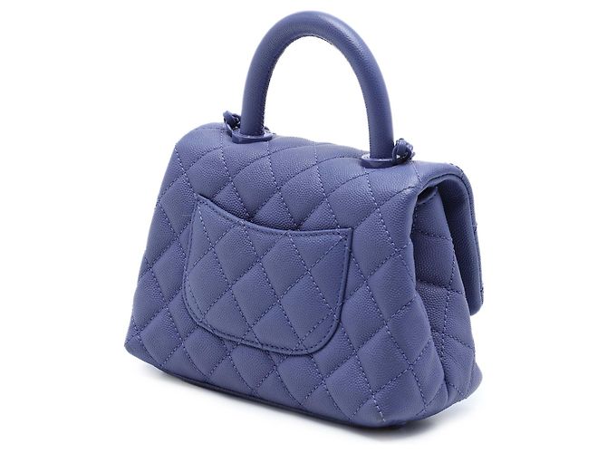 Borsa Chanel Extra Mini Quilted Caviar Incognito Coco Top Handle Satchel Viola Porpora - vista 2