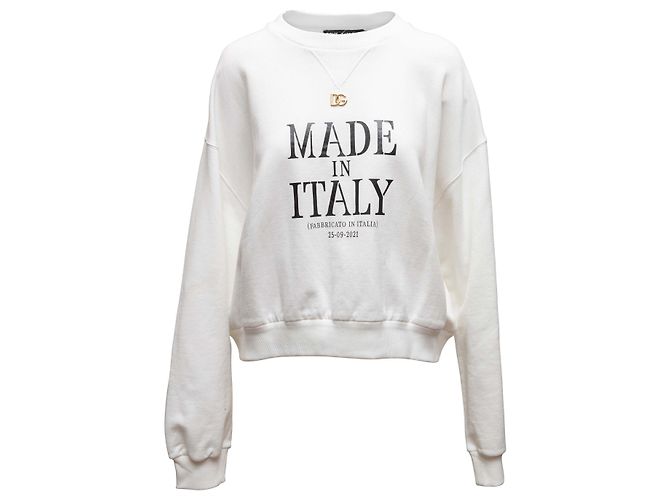 Dolce & Gabbana Grafik-Print Crewneck Sweatshirt Weiß & Schwarz Größe US L - Ansicht 2