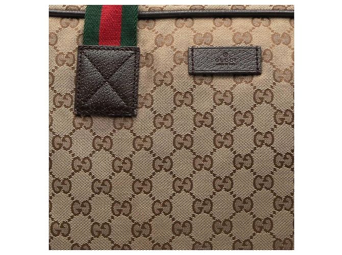 Borsa spolverino Gucci GG Canvas Web beige - vista 8