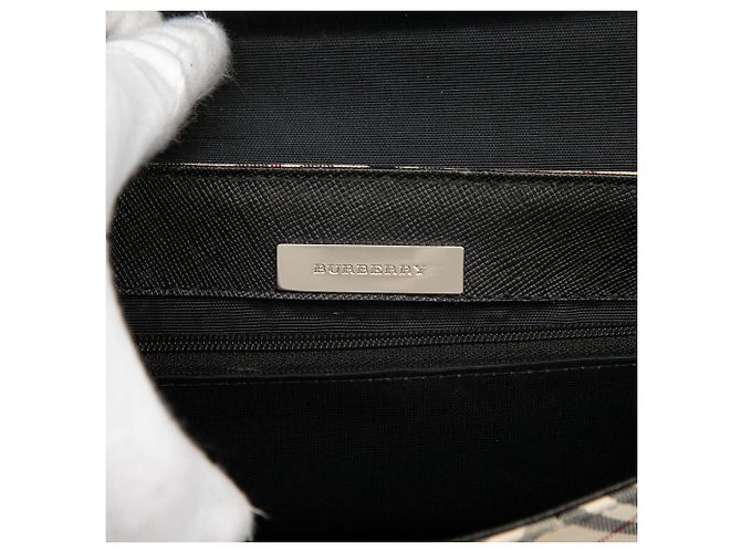 Borsa a tracolla in tela Burberry Nova Check beige - vista 5