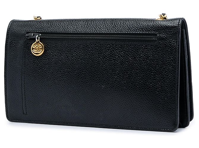 Wallet On Chain Bolso bandolera Chanel CC Caviar negro con cadena - vista 2
