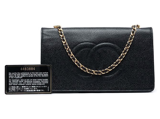Wallet On Chain Bolso bandolera Chanel CC Caviar negro con cadena - vista 7