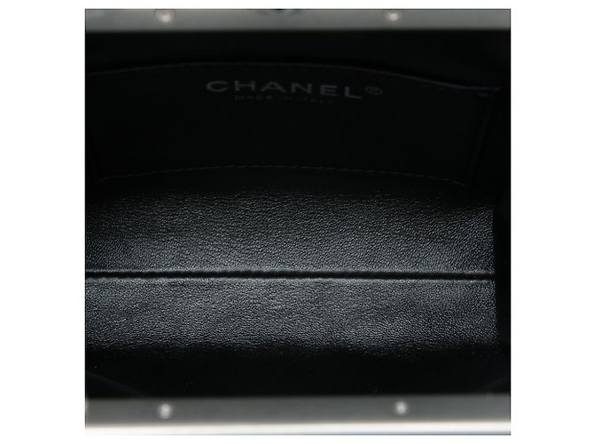 Clutch da sera Chanel in agnello trapuntato metallizzato argento - vista 4