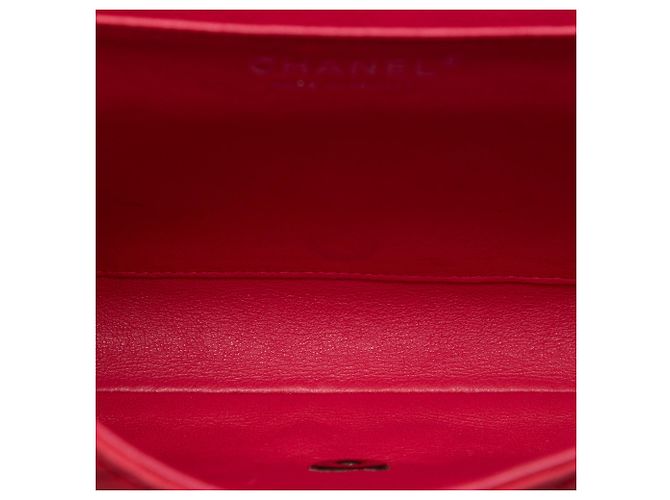 Clutch Chanel CC trapuntata in caviar rosso con borsa a tracolla con catena - vista 4