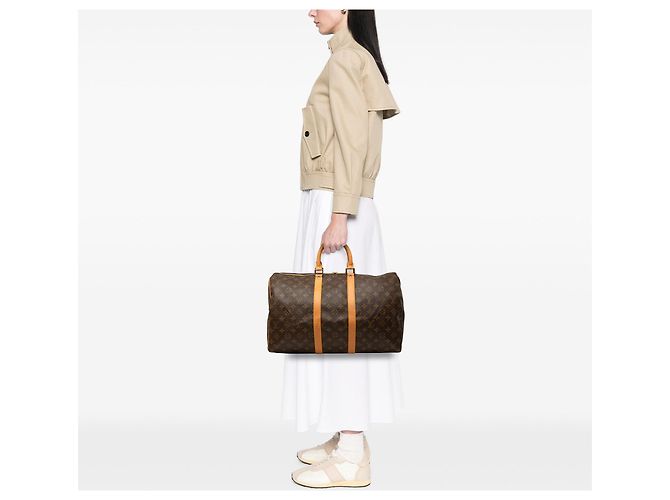 Borsa da viaggio Louis Vuitton Monogram Keepall 45 Marrone - vista 8