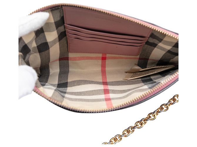 Borsa a tracolla in pelle Peyton rosa Burberry - vista 4