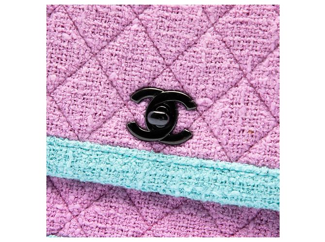 Chanel CC gesteppte Bicolor-Tweed-Schultertasche in Blau - Ansicht 5