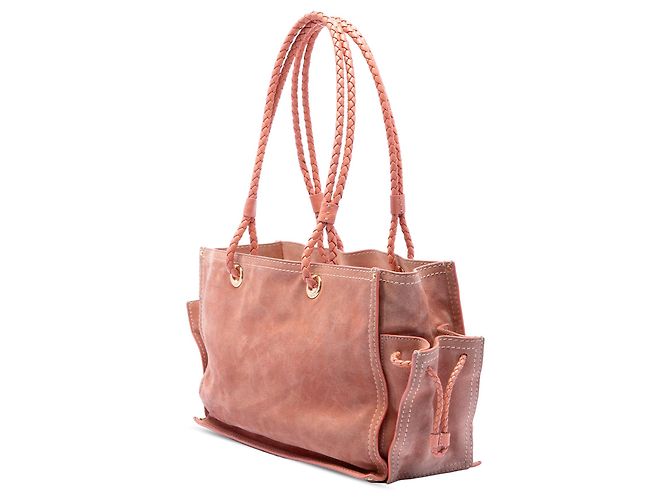 Bolso LOEWE Suede Crown Logo Shopper rosa - vista 2