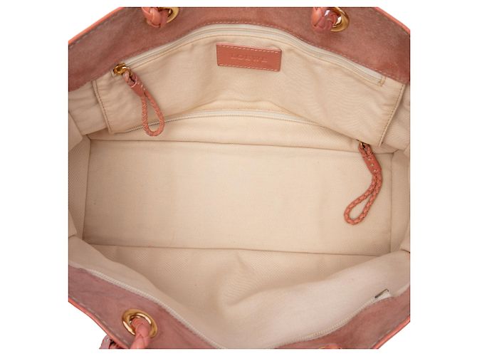 Bolso LOEWE Suede Crown Logo Shopper rosa - vista 4