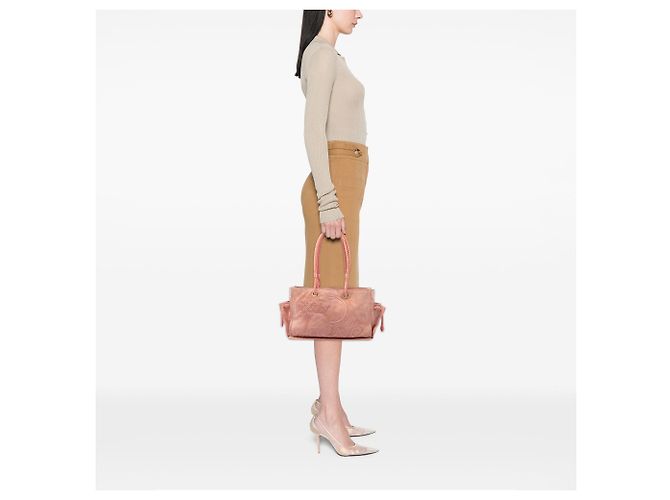 Bolso LOEWE Suede Crown Logo Shopper rosa - vista 6