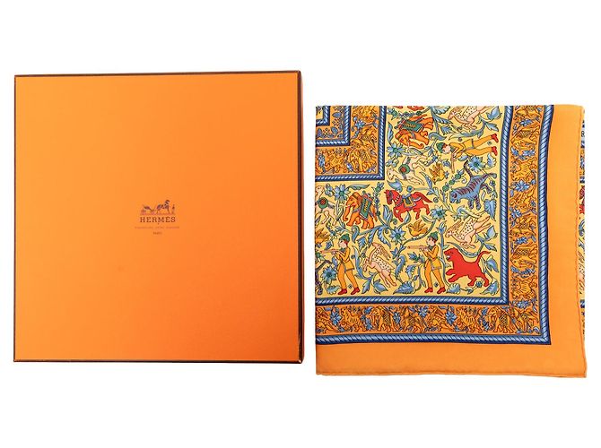 Hermès Chasse En Inde Seidentuch 90 Orange - Ansicht 8