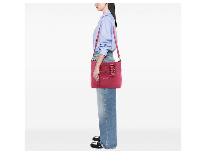 Borsa Tote Open Convertible Prada Vitello Daino rosa - vista 6