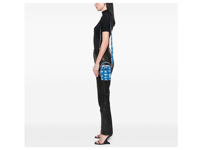 Borsa a tracolla verticale Blue Prada Saffiano Whale Brique - vista 6