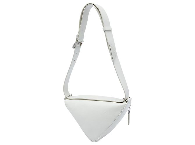 Borsa a tracolla convertibile Prada Saffiano Cuir Triangle bianca Bianco - vista 2