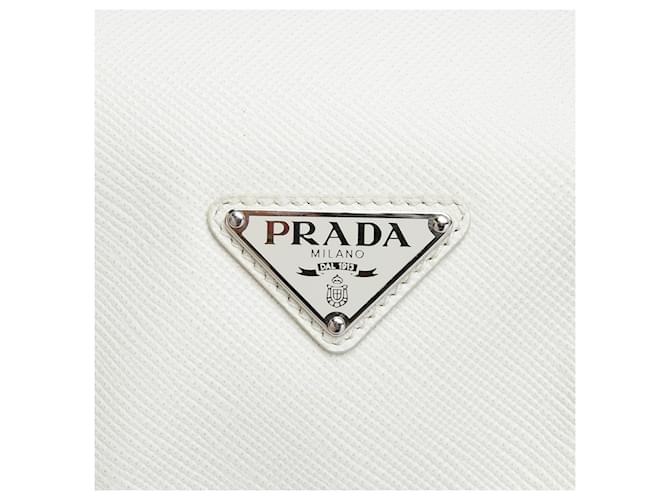 Borsa a tracolla convertibile Prada Saffiano Cuir Triangle bianca Bianco - vista 5