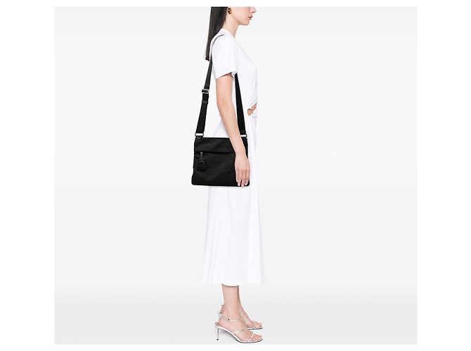Borsa a tracolla con zip Prada Tessuto nero - vista 6