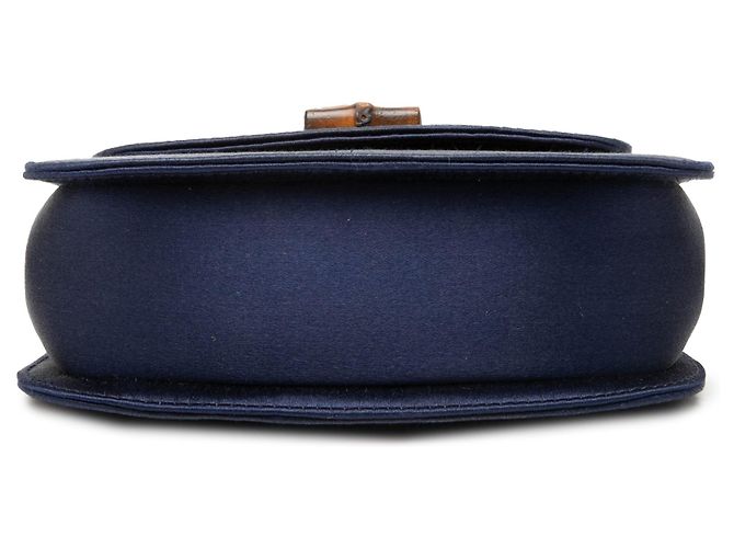 Borsa da notte Gucci Mini Satin Bamboo blu - vista 3