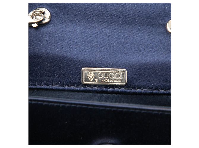 Borsa da notte Gucci Mini Satin Bamboo blu - vista 5