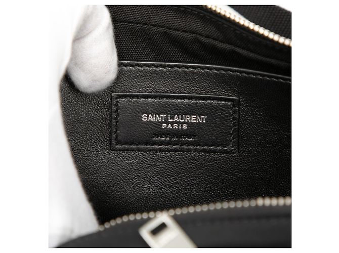 Borsa a tracolla in nylon e vernice nera Saint Laurent Nero - vista 5