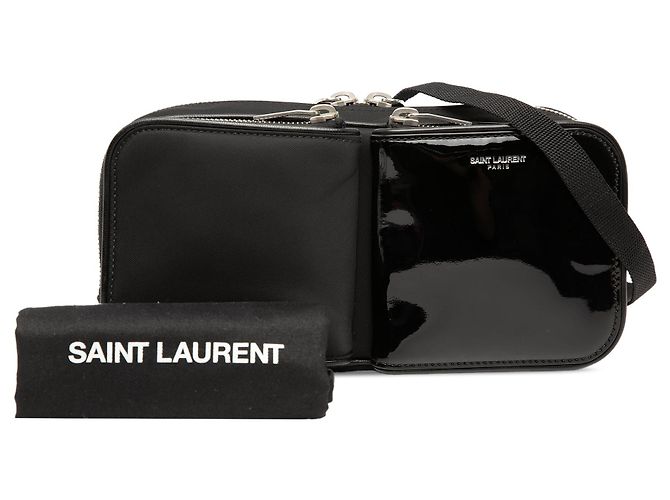 Borsa a tracolla in nylon e vernice nera Saint Laurent Nero - vista 8