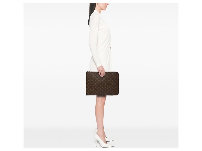 Pasta Executiva Louis Vuitton Monogram Poche Documents Portfolio Marrom - vista 6