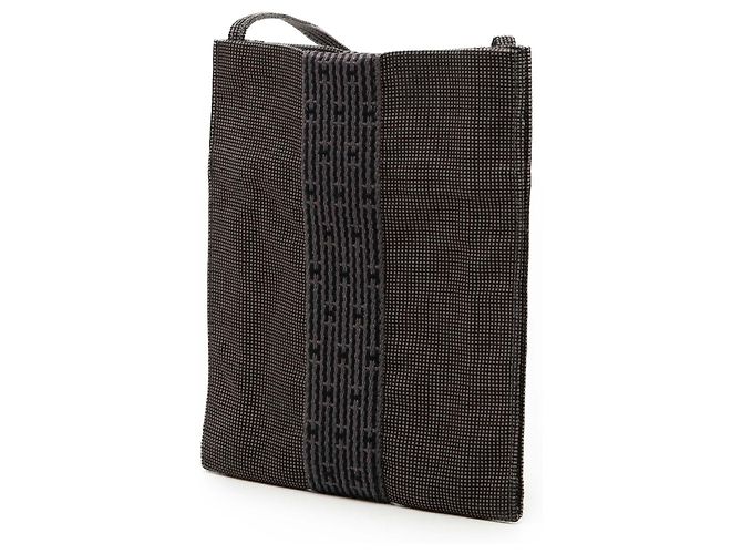 Borsa a tracolla pochette Herline in tela grigia Hermès Grigio - vista 2