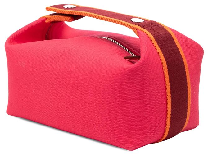 Piccola borsa vanity Hermès Small Toile Bride A Brac rosa - vista 2