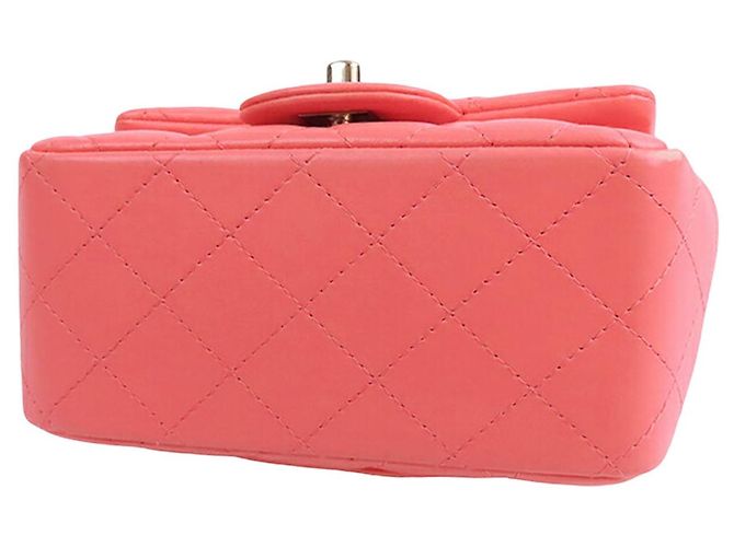Mini Borsa Chanel Square Classic Lambskin Single Flap Crossbody Rosa - vista 3