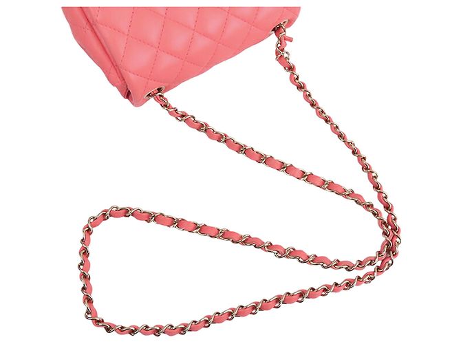 Mini Borsa Chanel Square Classic Lambskin Single Flap Crossbody Rosa - vista 8