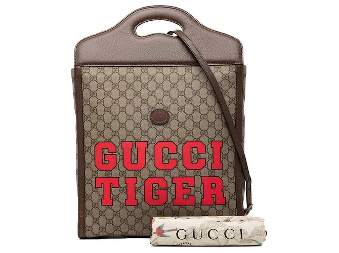 Borsa Gucci GG Supreme Web Tiger beige - vista 7