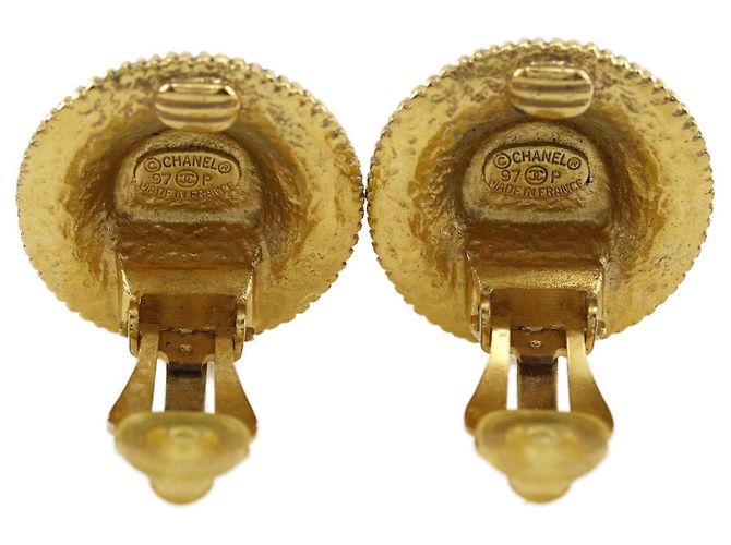 Orecchini a clip con medaglione placcati in oro Gold Chanel CC D'oro - vista 2