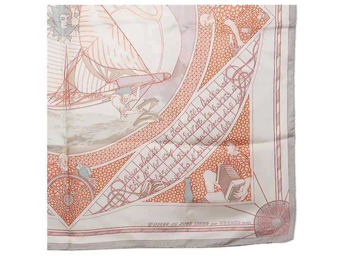 Sciarpa in seta bianca Hermès Voyage Au Long Cours 90 Scarves Bianco - vista 6