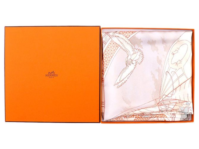 Sciarpa in seta bianca Hermès Voyage Au Long Cours 90 Scarves Bianco - vista 8