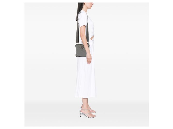 Borsa a tracolla Prada Tessuto con zip grigia Grigio - vista 6