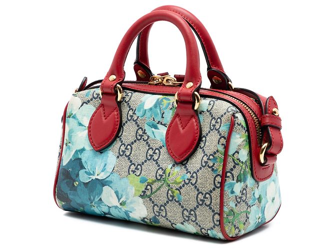 Borsa Boston Gucci Mini GG Supreme Blooms rossa Rosso - vista 2