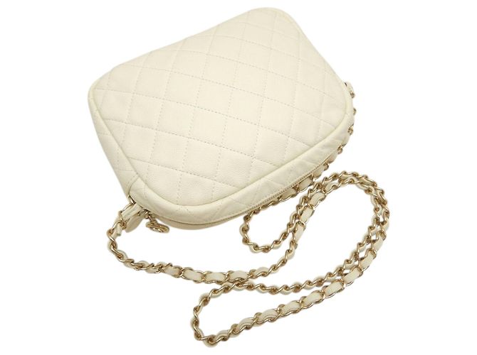Camera Bolsa de câmera Chanel CC Quilted Caviar branca Branco - vista 17