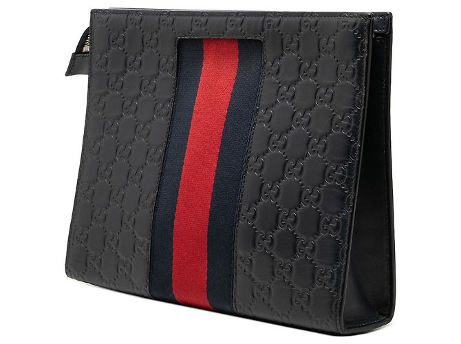 Clutch Gucci Guccissima Web blu - vista 2