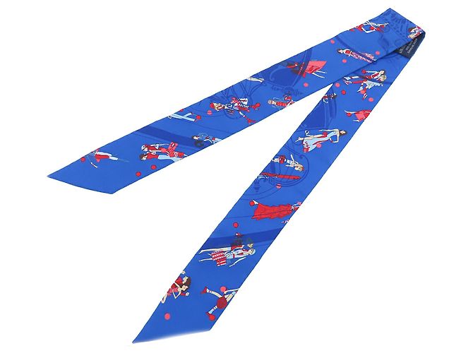 Foulard Twilly in seta blu Hermès Ex Libris les Parisiennes - vista 2