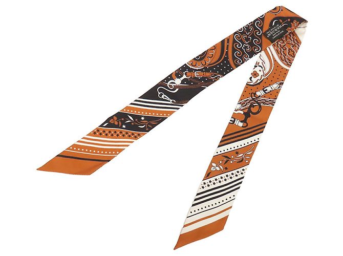 Hermès Festival des Amazones Bandana Seide Twilly Schal Braun - Ansicht 8
