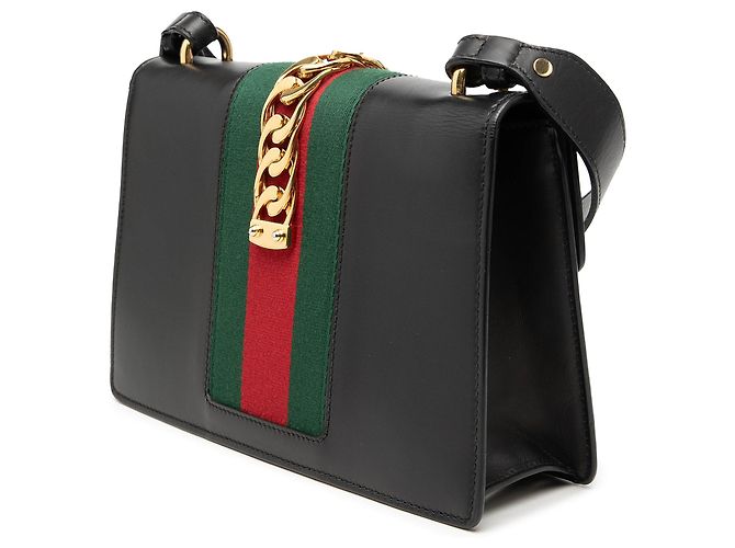 Sac à main Sylvie en cuir de veau Small Web noir Gucci - vue 2