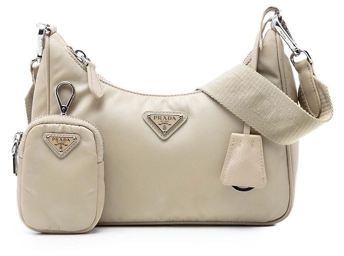 Saffiano Borsa a tracolla Prada Re Nylon Re Edition 2005 Beige - vista 7
