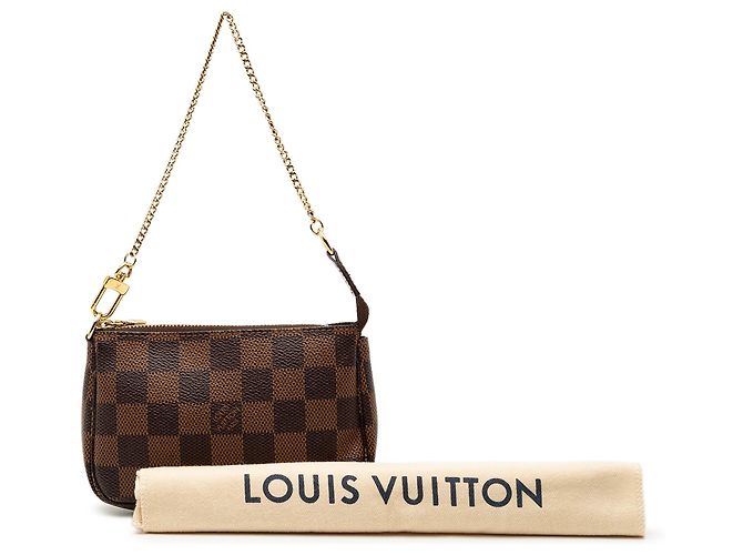 Borsa Louis Vuitton Damier Ebene Mini Pochette Accessoires marrone - vista 8
