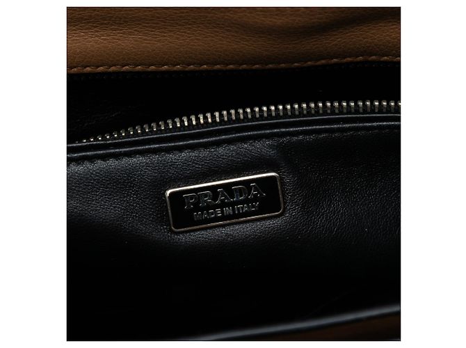 Borsa a tracolla Arcade in pelle glacata Prada marrone - vista 5