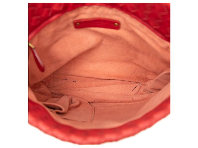 Borsa a tracolla Bottega Veneta Intrecciato in Nappa rossa - vista 4
