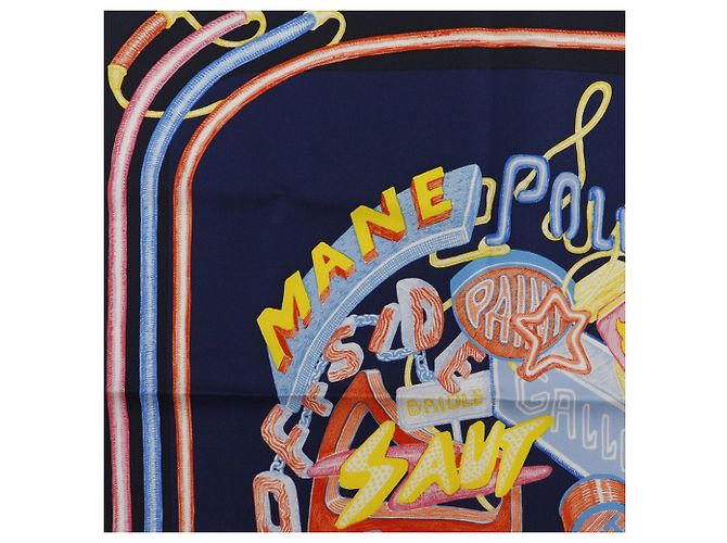 Sciarpa in seta Hermès Gavroche Chevaloscope Neon Pointille Blu 45 Scarves - vista 3