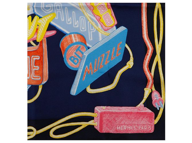 Sciarpa in seta Hermès Gavroche Chevaloscope Neon Pointille Blu 45 Scarves - vista 6