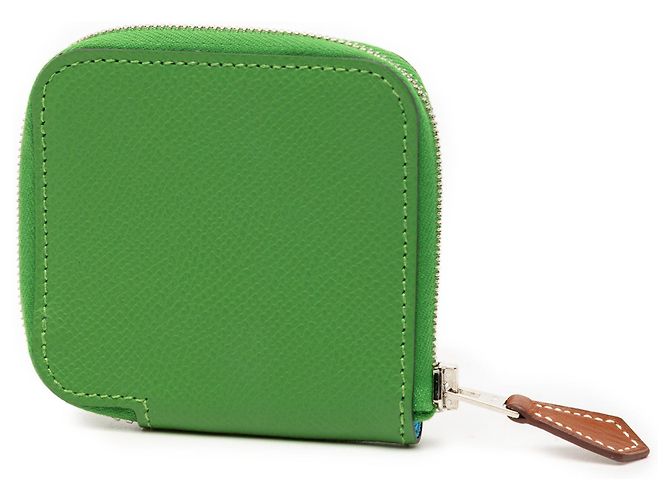 Portafoglio Hermès Azap in Epsom e seta verde - vista 2