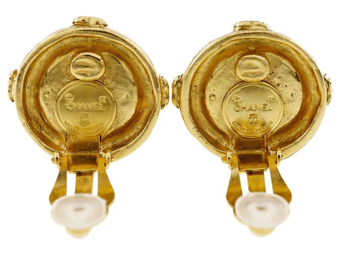 Orecchini a cerchio Chanel CC placcati oro D'oro - vista 2
