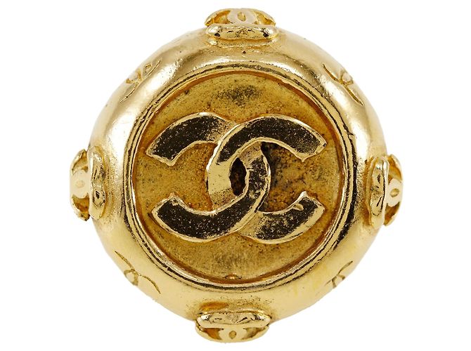 Orecchini a cerchio Chanel CC placcati oro D'oro - vista 3