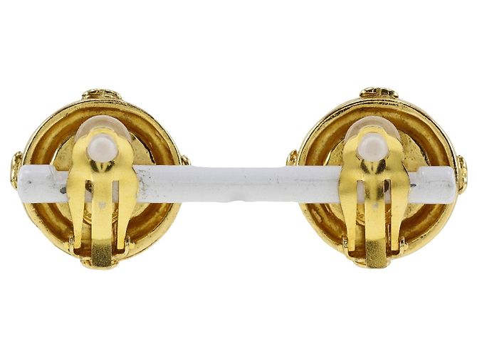 Orecchini a cerchio Chanel CC placcati oro D'oro - vista 5